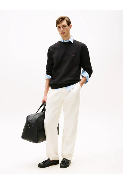 Tommy Hilfiger Men Black Fleece Crew Neck Sweatshirt