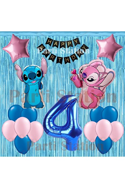 Parti Station Lilo Stitch Balloon and Angel 4Th Birthday Party Set Navy Blue ...