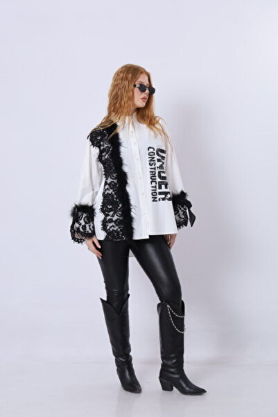 Bukezy Brode Tasarım Beyaz Gömlek