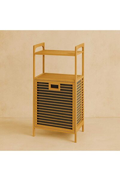 Evanev Eva Medusa Bambu Kirli Çamaşır Sepeti 2 Katlı Raf Banyo Dolabı 95x40x3...