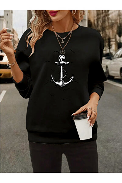 Wear Up Γυναικεία μακρυμάνικη μπλούζα με λαιμόκοψη με στάμπα βισκόζης με δύο ...