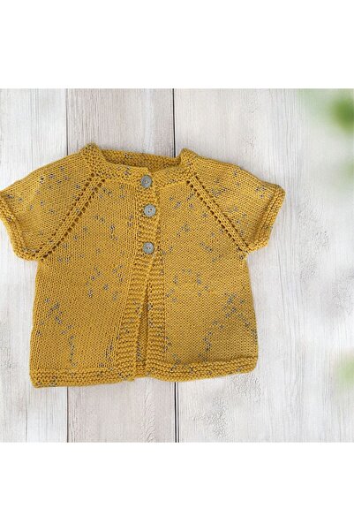 The Cloudish Shop Baby Hand Knitted Vest Yellow Glitter Thread 1-2 Years Old