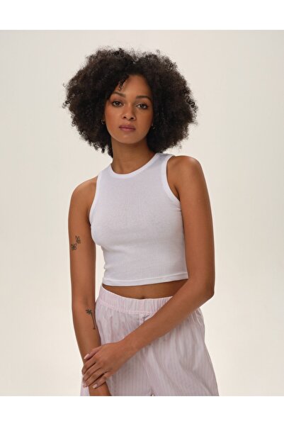 ESOTIQ BLOOVII Women's Crop Top Tank Top Ribbed Cotton & Elastane Comfy Undershirt | Jal