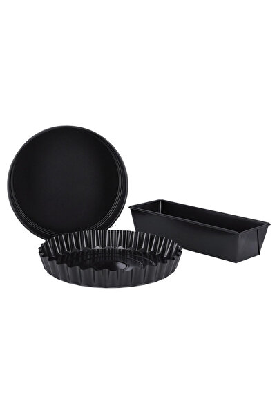 ROYALFORD 3 Pcs Baking Set - Non-Stick Jerry Tart Pan, Springform Loaf Pan With Bottom Leak-Proof