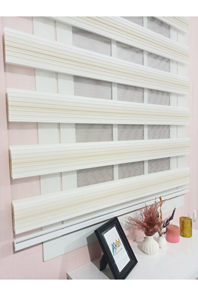 White Rose Design Krem Çizgili Zebra Stor Perde – Modern İnce Çizgili Zebra T...