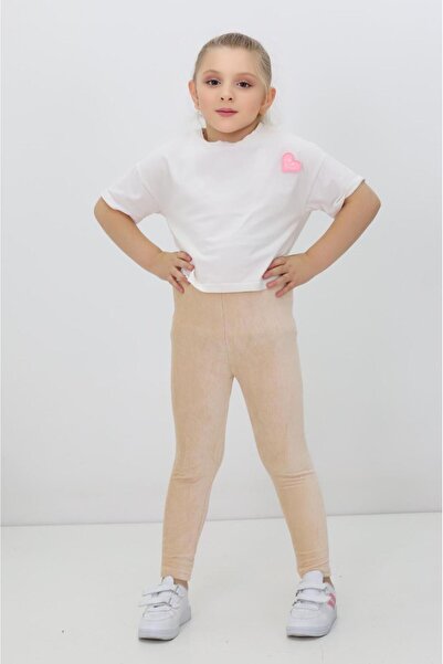 FX Tayt-x Kız Çocuk Likralı & Fitilli & Beli Lastikli Kadife Tayt