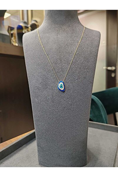Berr Diamond 14 AYAR ALTIN MAVİ MİNELİ NAZAR BONCUĞU KOLYE