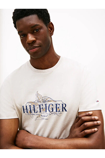 Tommy Hilfiger TROPICAL FLORAL HILF Erkek Beyaz T-Shirt