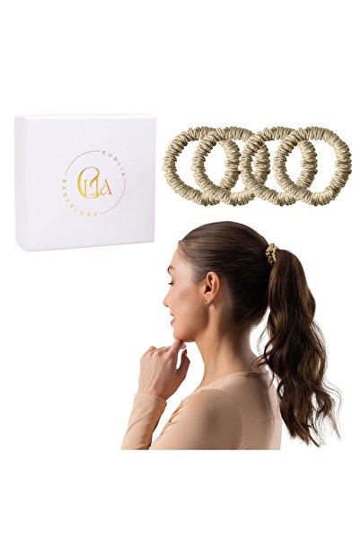 Nobrand Set of 4 100% Silk Hair Ties Black, Brown, Beige, Champagne