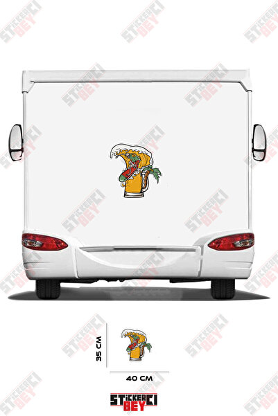 STİCKERCI BEY Beer and Surf Visual Caravan Sticker Coating