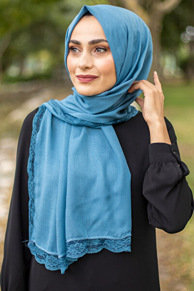 Feiza Collection Dantelli Pamuklu Soft Şal Turkuaz