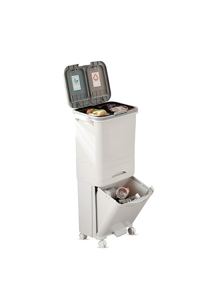 Timebox Κάδος απορριμμάτων κουζίνας 42L, τριπλής στρώσης, 2 εσωτερικοί κουβάδ...