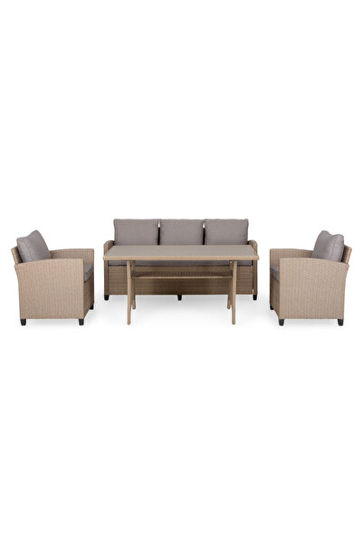 Maison Mex Set of 2 armchairs, sofa and garden/terrace table, BAXTER, natural/beige
