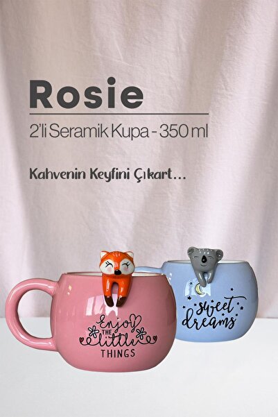 Rosie كوب سيراميك بتصميم ثعلب وكوالا 350 مل