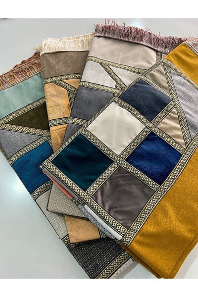 Tusebu Covor de rugăciune cu model mozaic cu ciucuri – catifea moale, bază an...