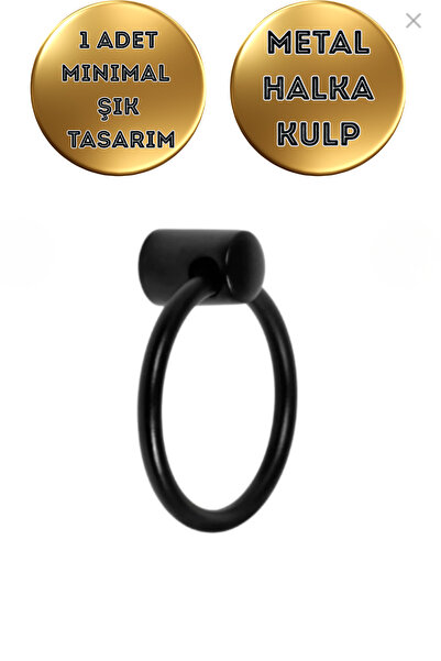 Trendaks Metal (Siyah) Halka Düğme Kulp Yuvarlak Mobilya Mutfak Çekmece Dolap...