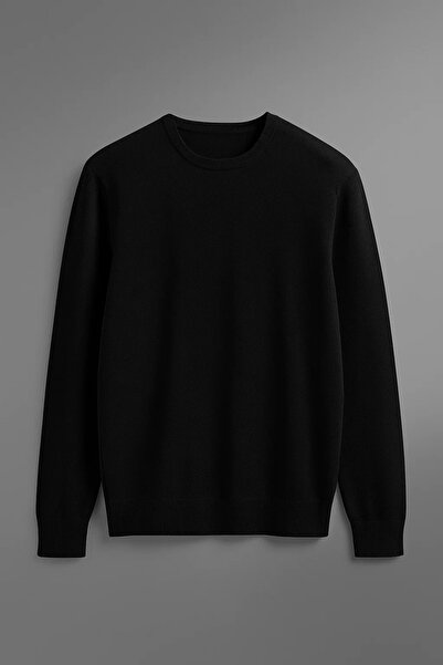 COMBİNE MİCHAİL Men's Comfortable Thick Premium Black Knitwear Sweater