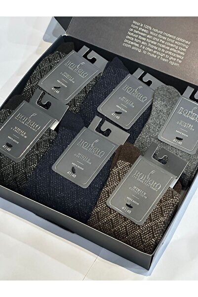 MARİA CALZE Men's 6-Piece Premium Boxed Wool Socks