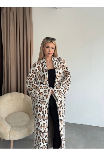 Paraf style Leopard Print Thick Long Cardigan