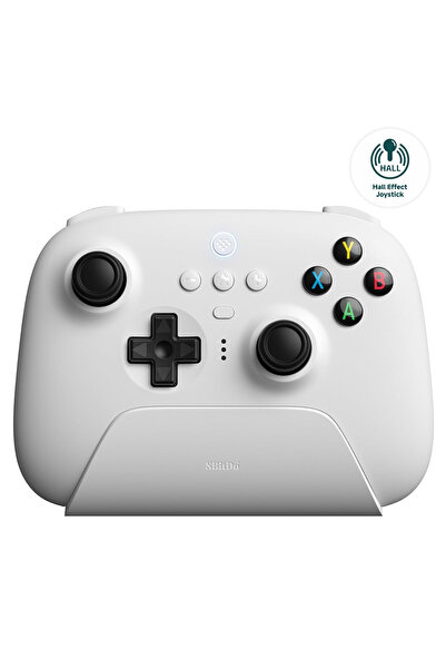8Bitdo Ultimate Hall Effect 2.4G Controller ve Şarj Dock Beyaz Windows, Android PC ipad Uyumlu