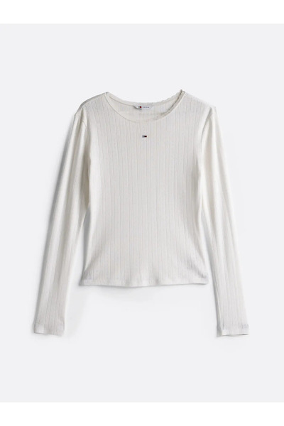 Tommy Hilfiger TJW SLIM POINTELLE R Kadın Beyaz Sweatshirt