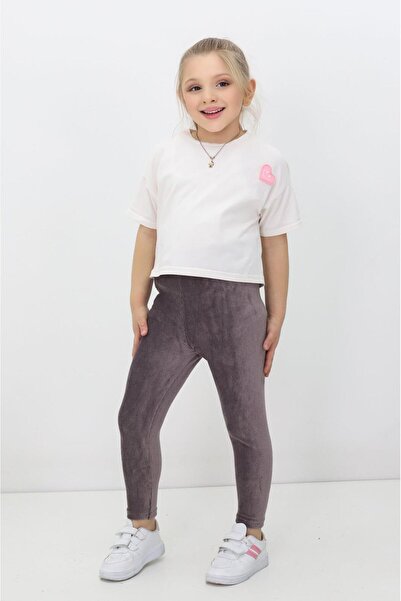 FX Tayt-x Kız Çocuk Likralı & Fitilli & Beli Lastikli Kadife Tayt