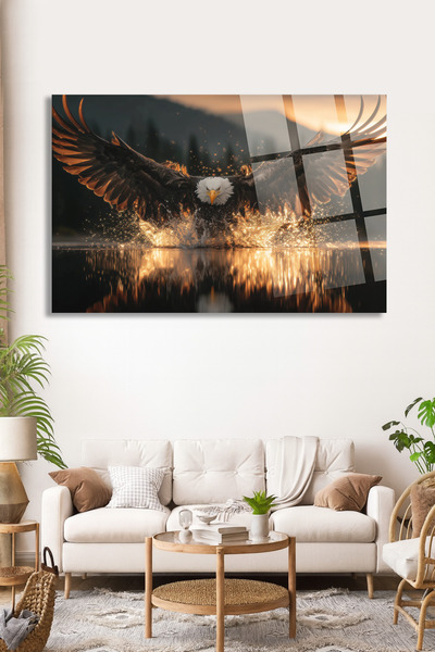 TAULART Gold Light Effect Strong Eagle Design Home Gift Table Lamp Vivid Colo...
