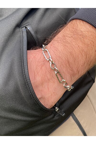 kurukafagift اسوارة رجالية استيلية لون فضي