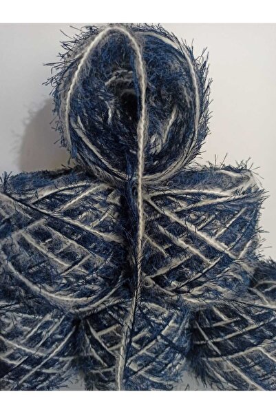 İPEK YÜN İPLİK DÜNYASI Пряжа Moher (біла) М'яка борода (синя) Суміш 100 г