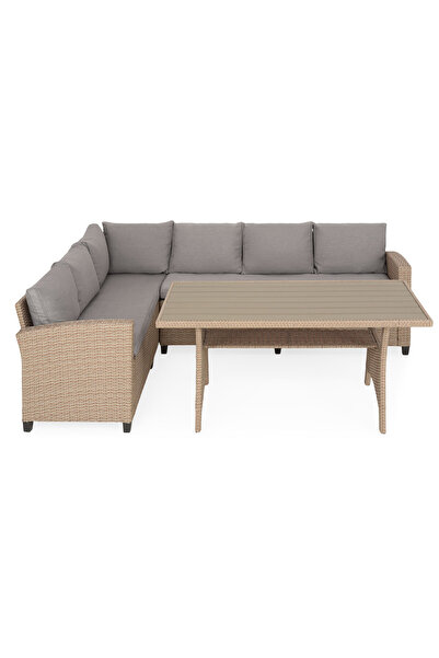 Maison Mex 3-piece corner unit with storage space for garden/terrace, BAXTER, natural/beige