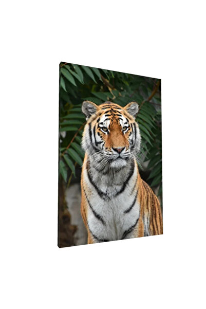 PozaTablou Pictură pe pânză: Portret de tigru în fundal 80x120 cm