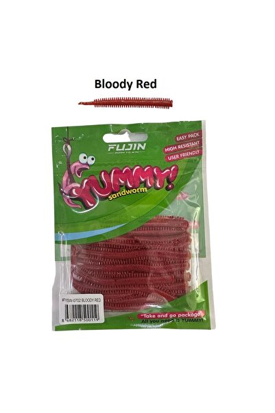 Fujin Yummy Sandworm 7cm LRF Silikonu (20'li) Bloody Red