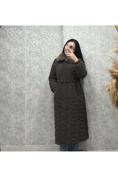 Abacı 26K17484 KABAN ARA BOY KAPİTONE YAKASI KÜRKLÜ KAHVE