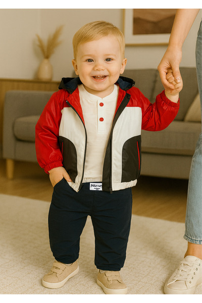 Momivi Kids Erkek Bebek&Çocuk Kapüşonlu 3'lü Spor Kombin