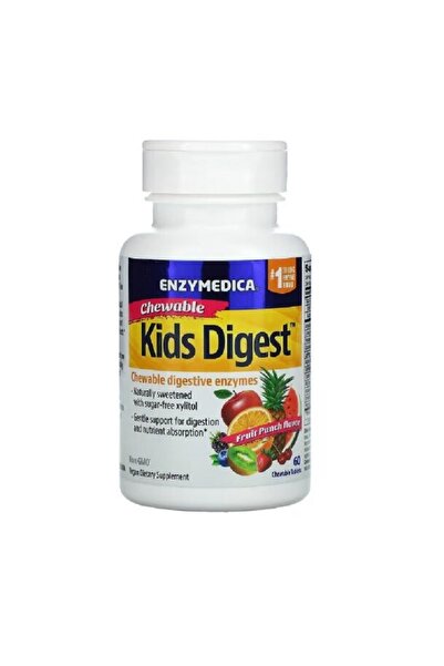 Enzymedica Enzime digestive masticabile Kids Digest cu punch de fructe, 60 de comprimate -