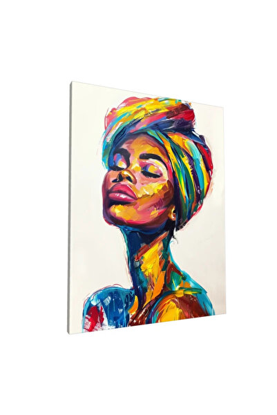 PozaTablou Pictură pe pânză: Portret vibrant cu turban multicolor 80x110 cm
