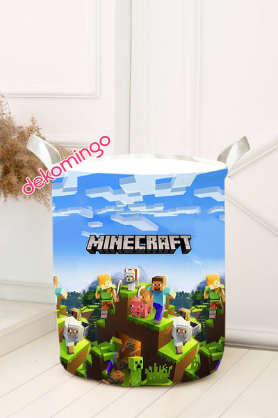 dekomingo Minecraft Зелений візерунок Фетровий кошик для іграшок 30x45 см