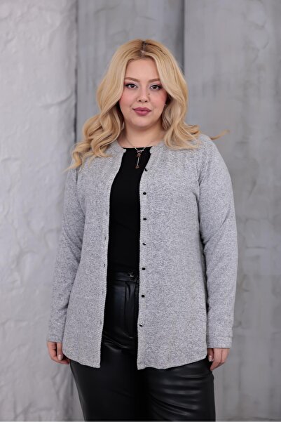Siyezen Plus Size Buttoned Soft Cardigan