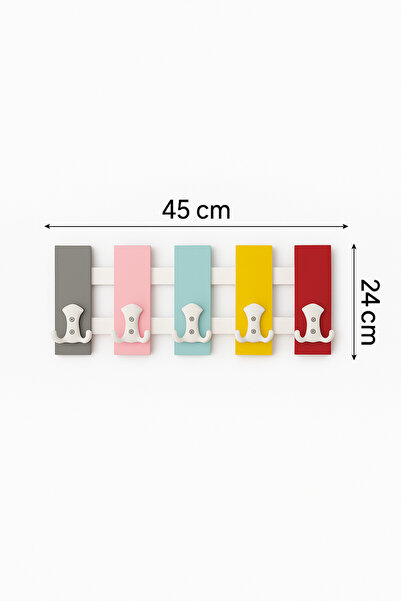 Mim Life Ahşap Askılık ColorRack 10 Gözlü Çocuk Odası Genç Odası Antre Askılık