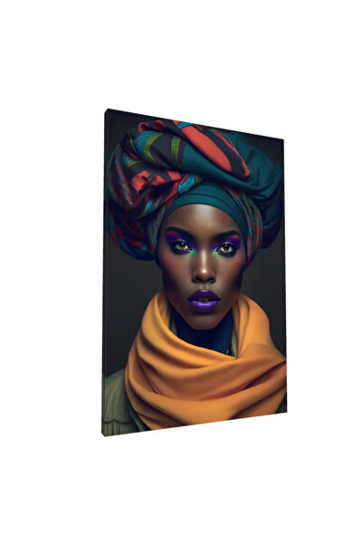 PozaTablou Pictură pe pânză: Portret cu turban și eșarfă colorată 50x70 cm