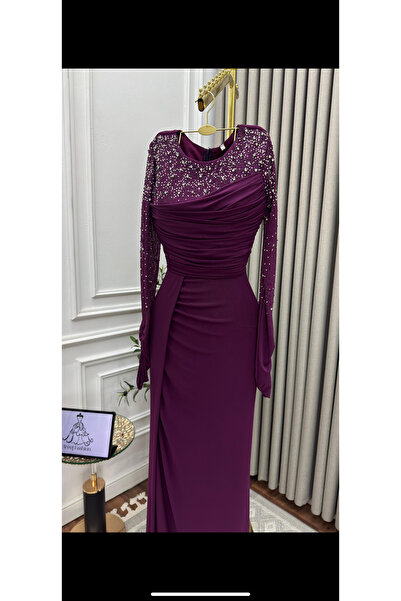 AREEJ FASHION فستان سهرة فاخر باللون الموف الغامق