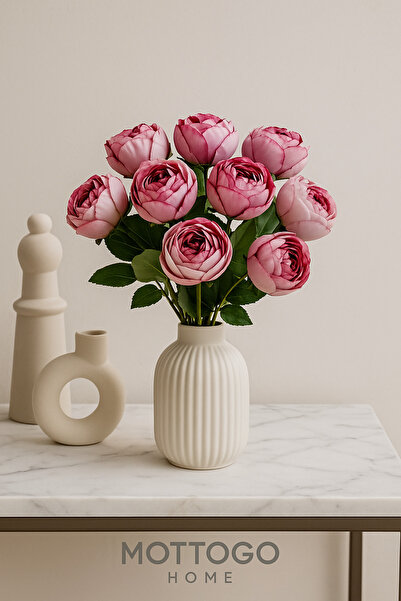 Mottogo 10 Başlı Pembe Şakayık Yapay Çiçek – Gerçekçi Premium Buket – Modern ...