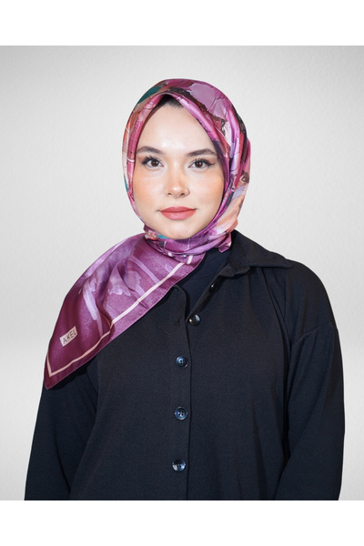 Akel Digital Crystal Scarf Pastel Leaf Pattern