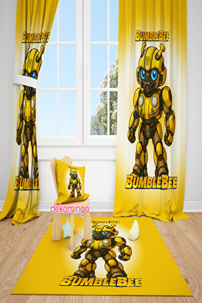 dekomingo Bumblebee Patterned 2-Wing Background Curtain
