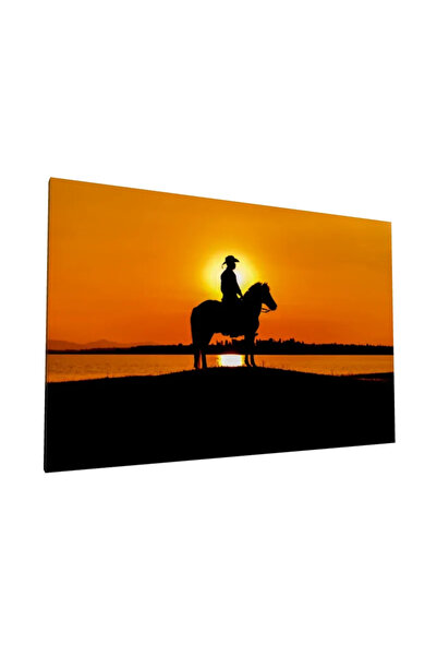 PozaTablou Canvas Siluetă de călăreț la apus 100x70 cm