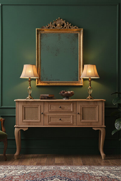 Woodenbend Olivia Natural Ahşap Hazeran Detaylı Country İskandinav Modern Tas...