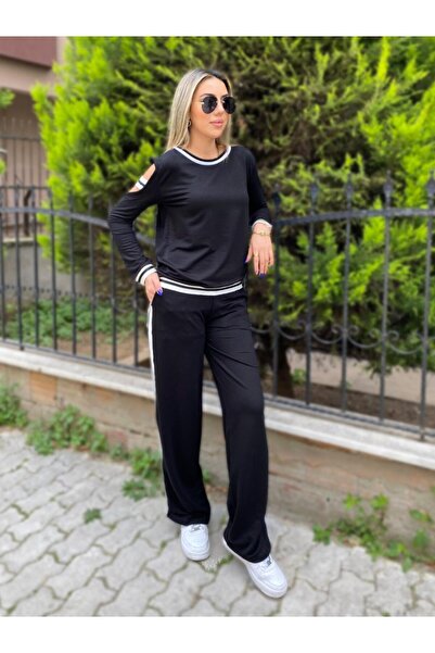 Wear Up Women's Two Thread Combed Cotton Fabric Sleeve Detailed Ribbed Double Set