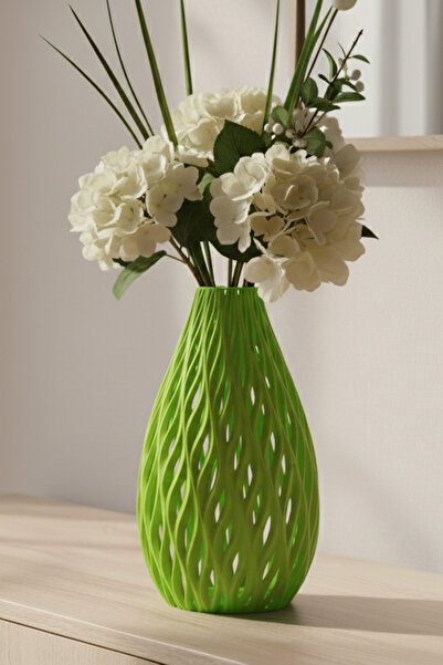 MEK Vază decorativă din plastic cu model tricotat verde (18x10,5cm)
