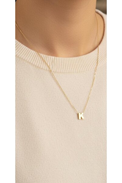 kuyumcu nurettin 1,60 gr (GRAM) K Harfi 3 Boyutlu Kolye Ucu ve Zincir 14 Ayar...