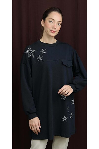 Puane 26K10736 TUNİK SWEAT ÖNÜ TAŞLI YILDIZ DETAYLI LACI
